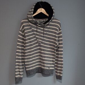 O'NEILL Women's Striped Gray and White Hoodie Size Small